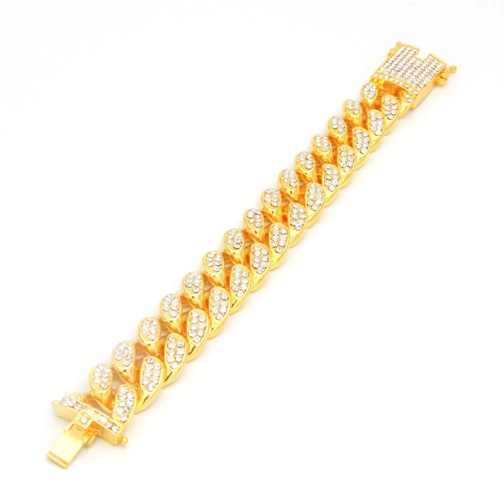 Simulated Diamonds Bracelet Cuban link