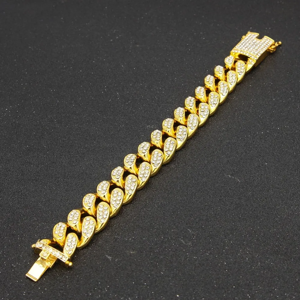 Simulated Diamonds Bracelet Cuban link
