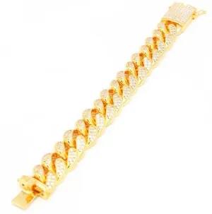 Simulated Diamonds Bracelet Cuban link