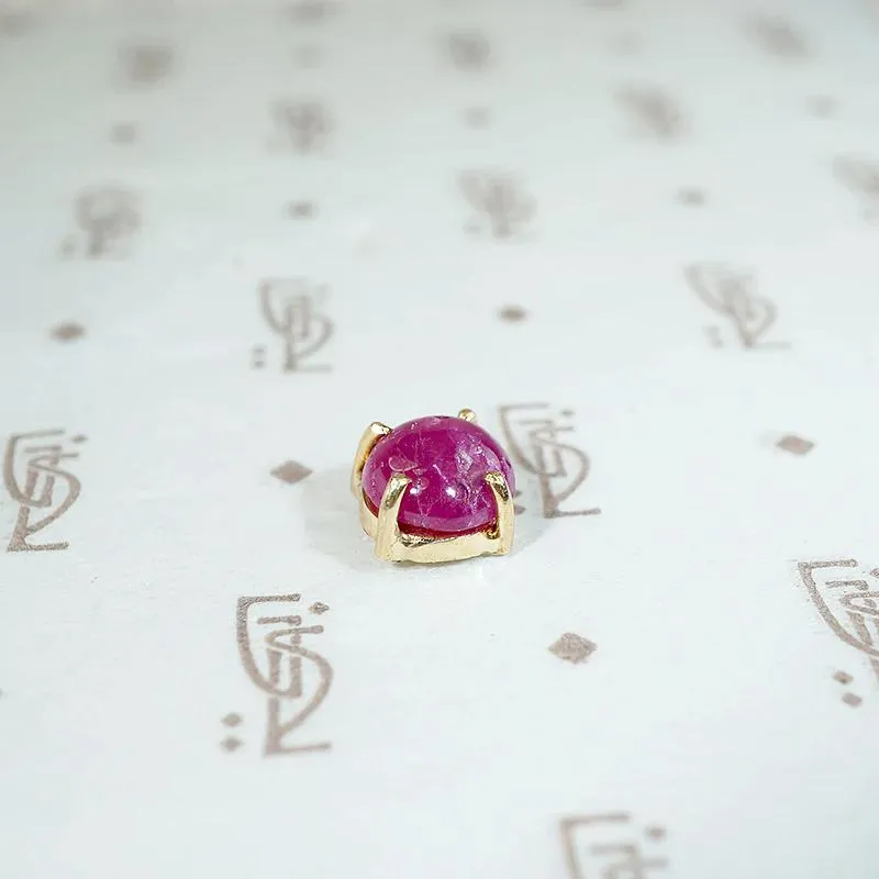 Single Cabochon Ruby Stud in Recycled Gold