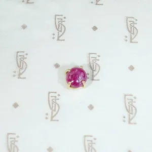 Single Cabochon Ruby Stud in Recycled Gold