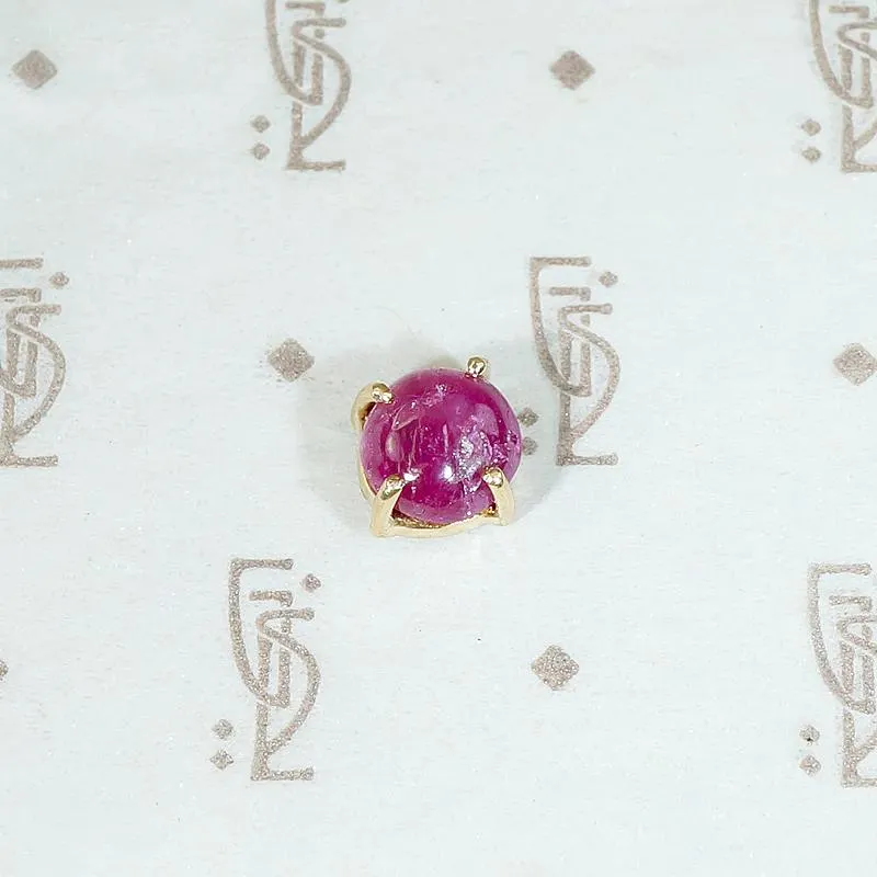 Single Cabochon Ruby Stud in Recycled Gold