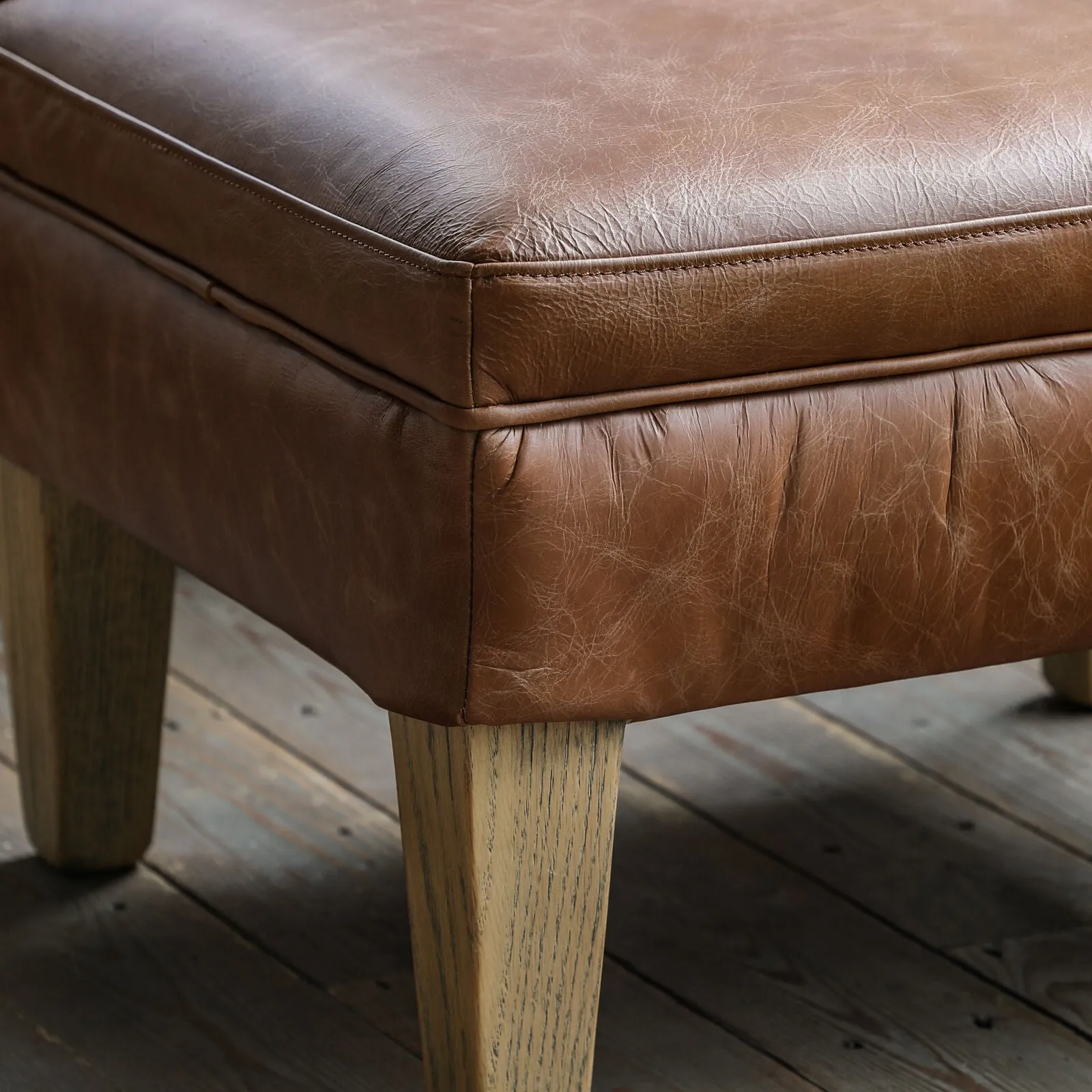 Sir Alfred Vintage Leather Footstool