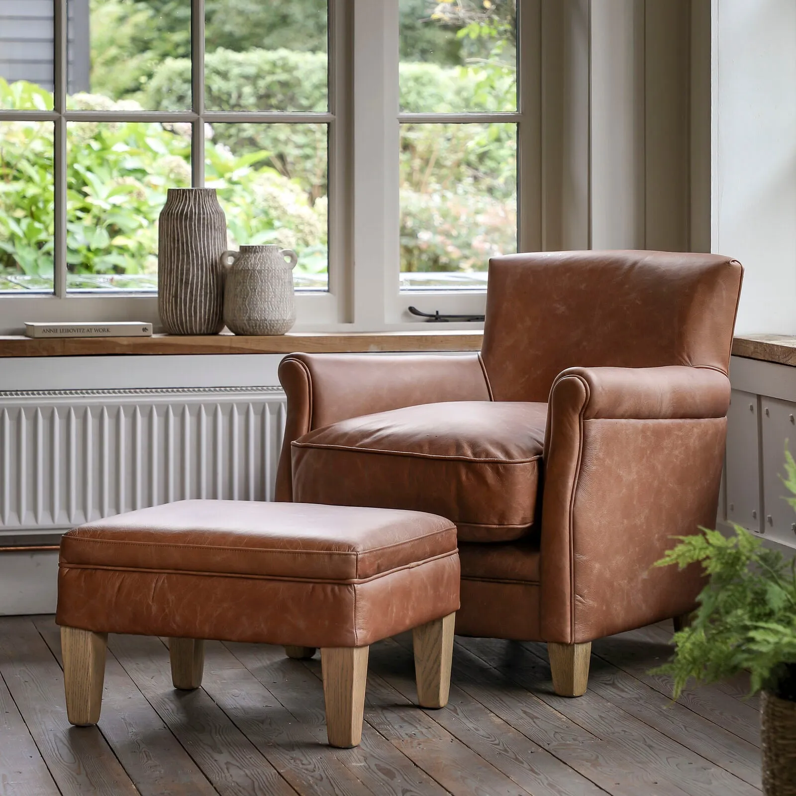 Sir Alfred Vintage Leather Footstool