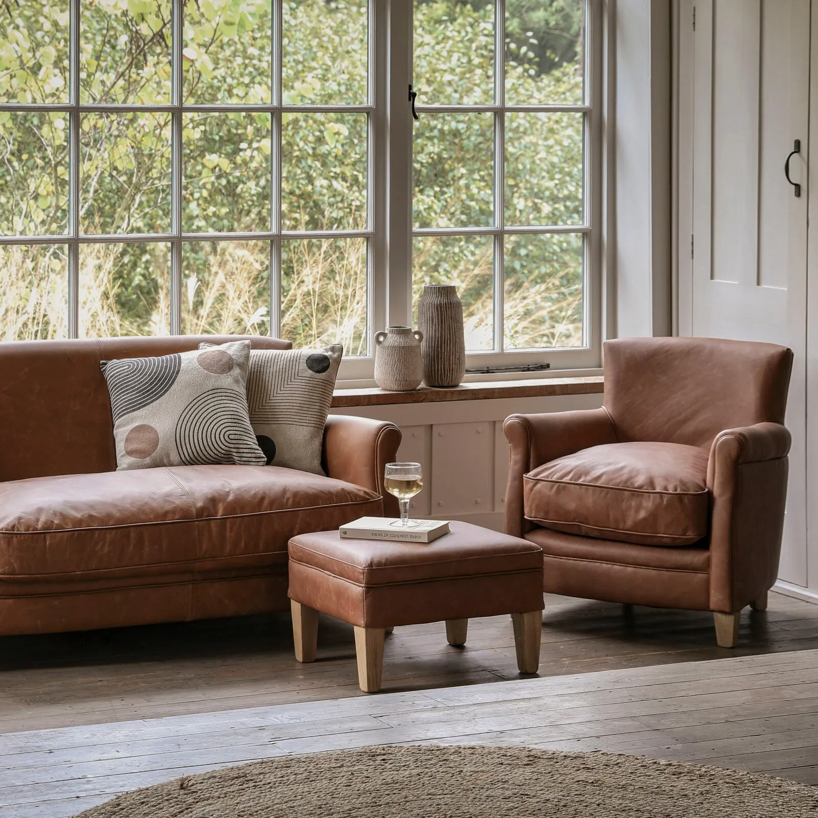 Sir Alfred Vintage Leather Footstool