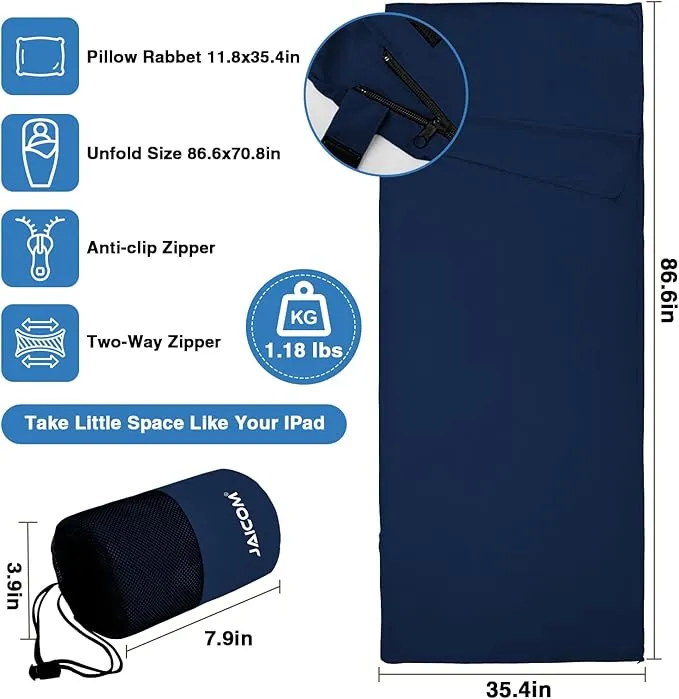 Sleeping Bag Liner, Adult Sleep Sack & Travel Sheets, Ultralight and Portable Camping Sheets - Suitable for Hotel, Camping, Hostels, Business Trips, Tanning, Bed, Backpacking