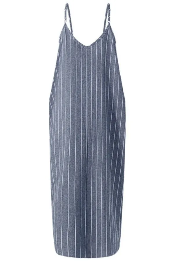 Sleeveless Stripe Printing Maxi Dress