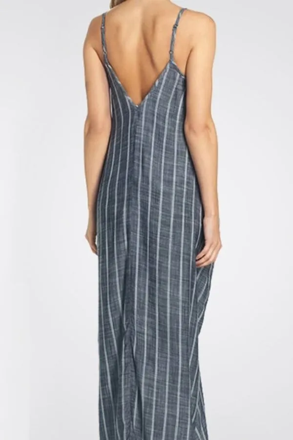 Sleeveless Stripe Printing Maxi Dress