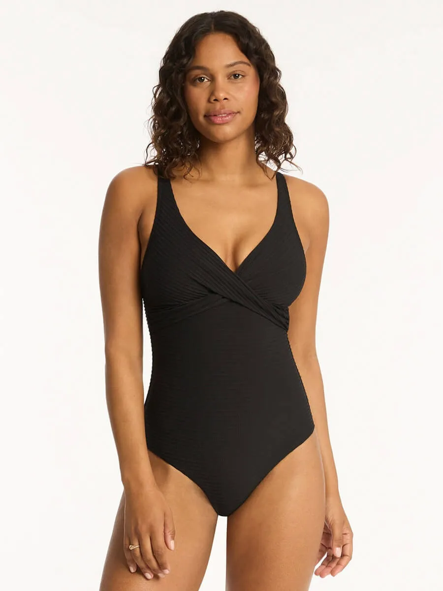 Spinnaker Cross Front One Piece In Black