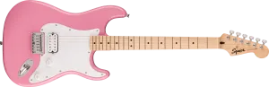 Squier Sonic Stratocaster HT H, Maple Fingerboard, White Pickguard, Flash Pink