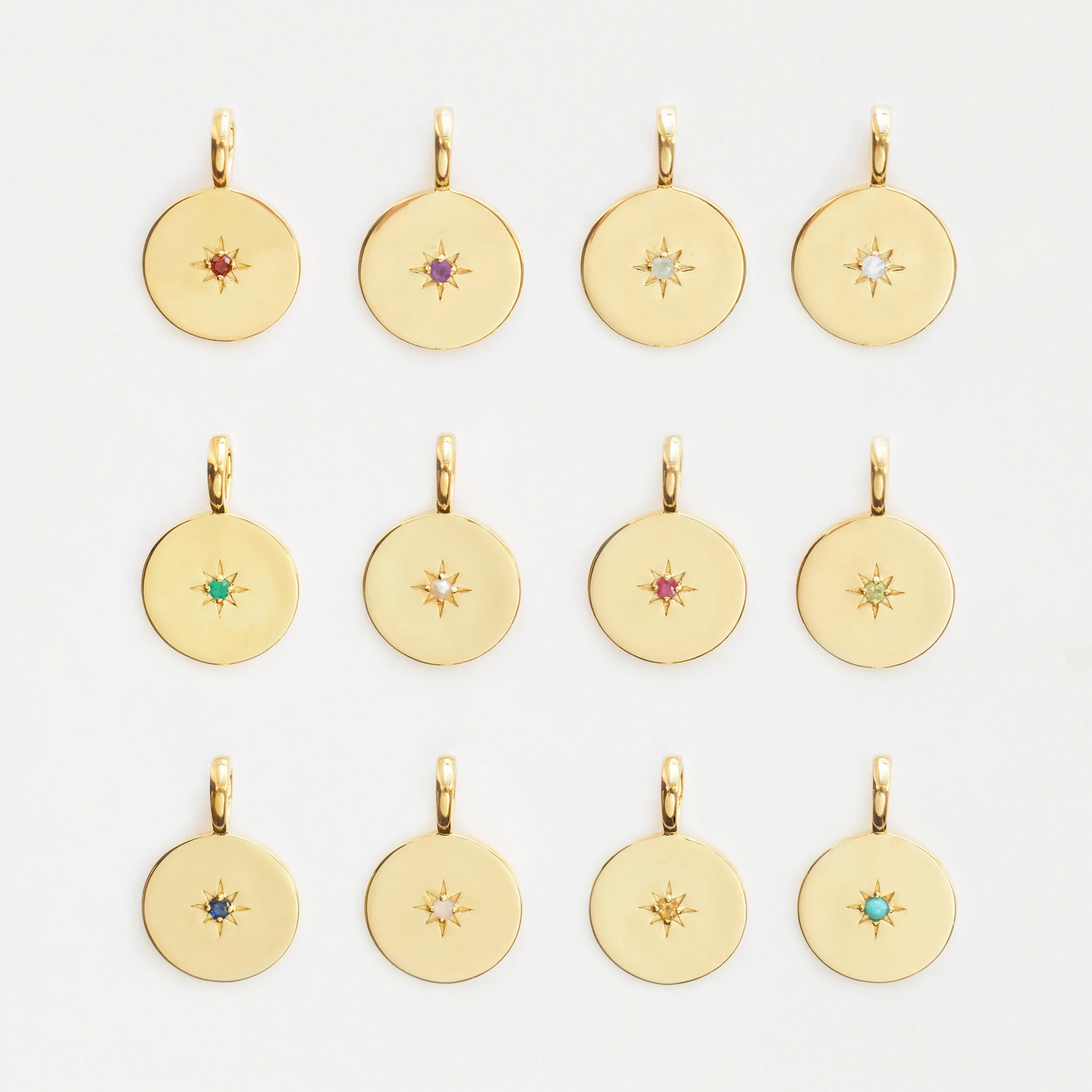 Star Set Birthstone Coin Pendant