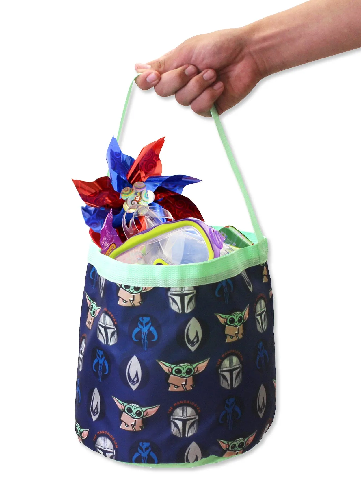 Star Wars Mandalorian Yoda Collapsible Nylon Basket Tote Bag