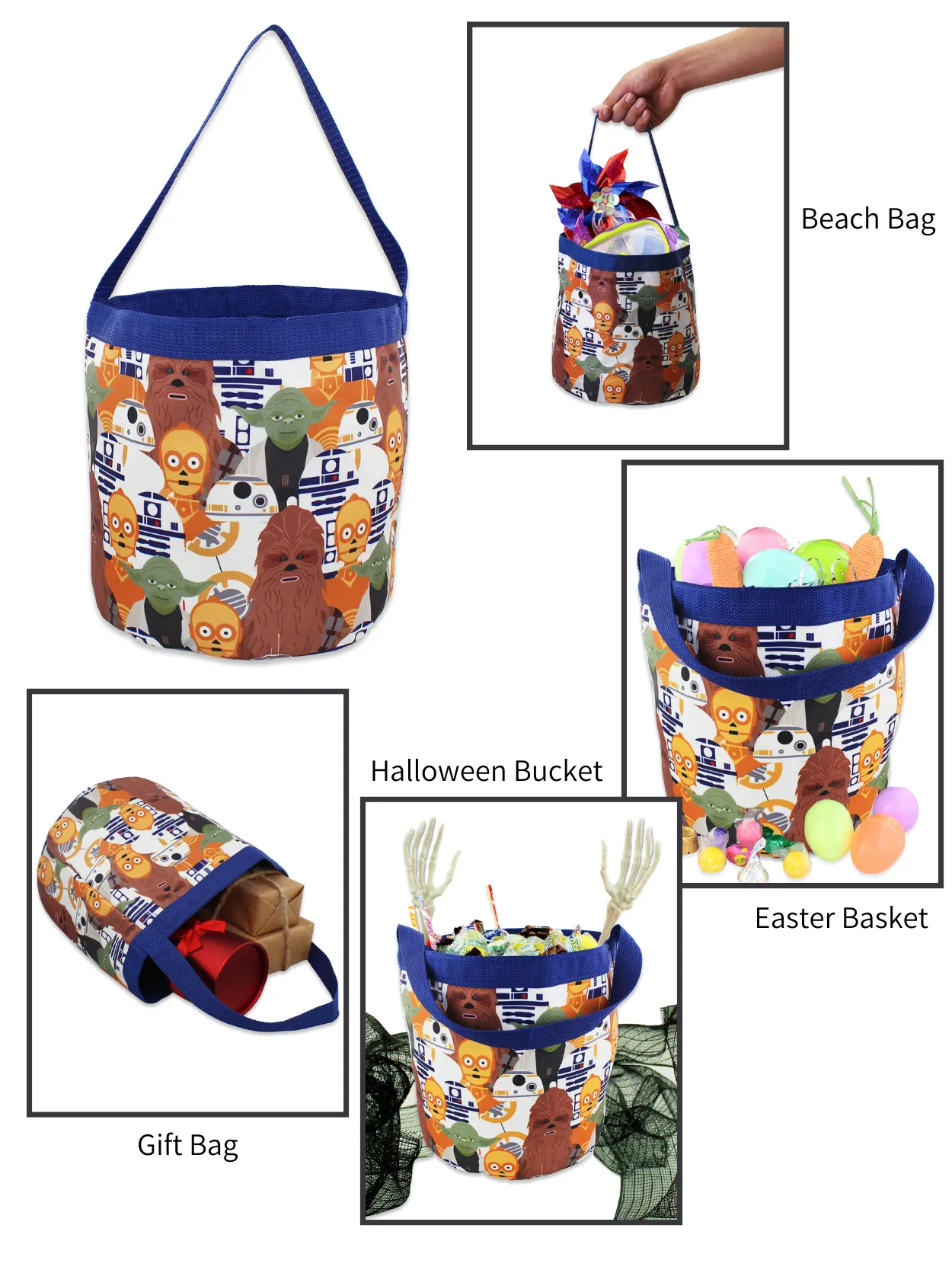 Star Wars Yoda Collapsible Nylon Basket Tote Bag