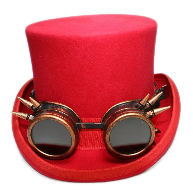 Steam Punk Top Hat With Copper Goggles