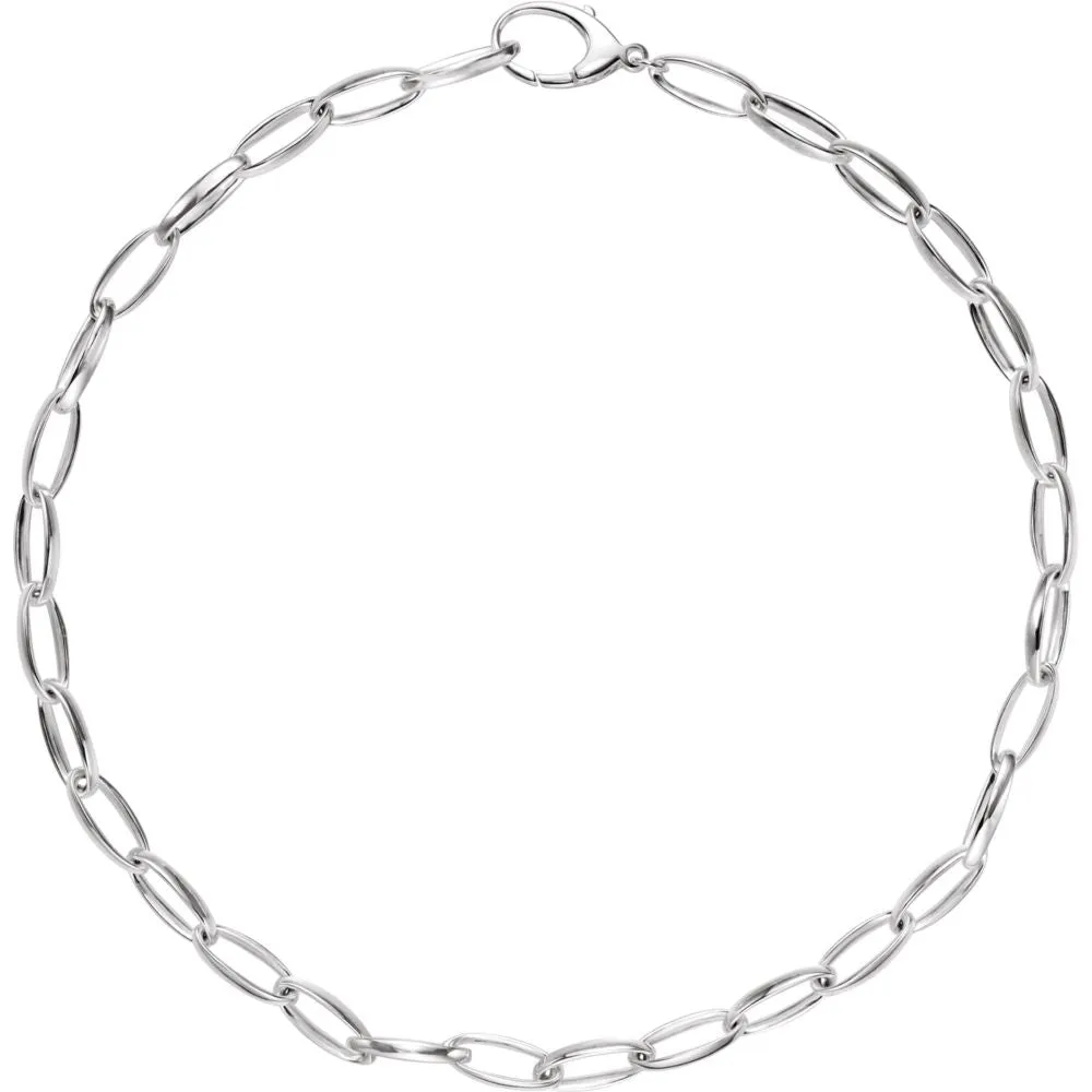 Sterling Silver 7.25mm Oval Link 17" Chain