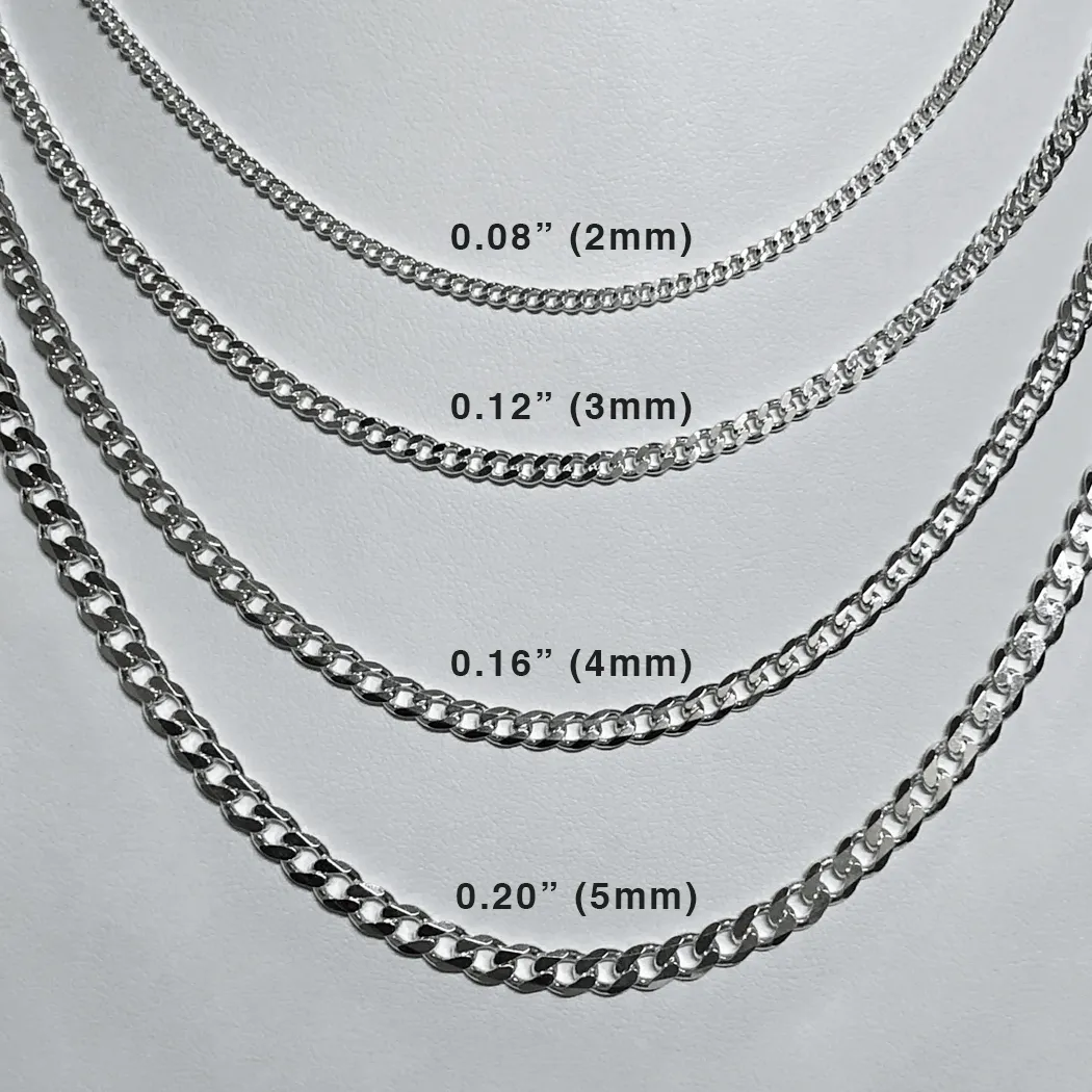 Sterling Silver Men's Necklace Curb Chain & Custom Letter Pendant