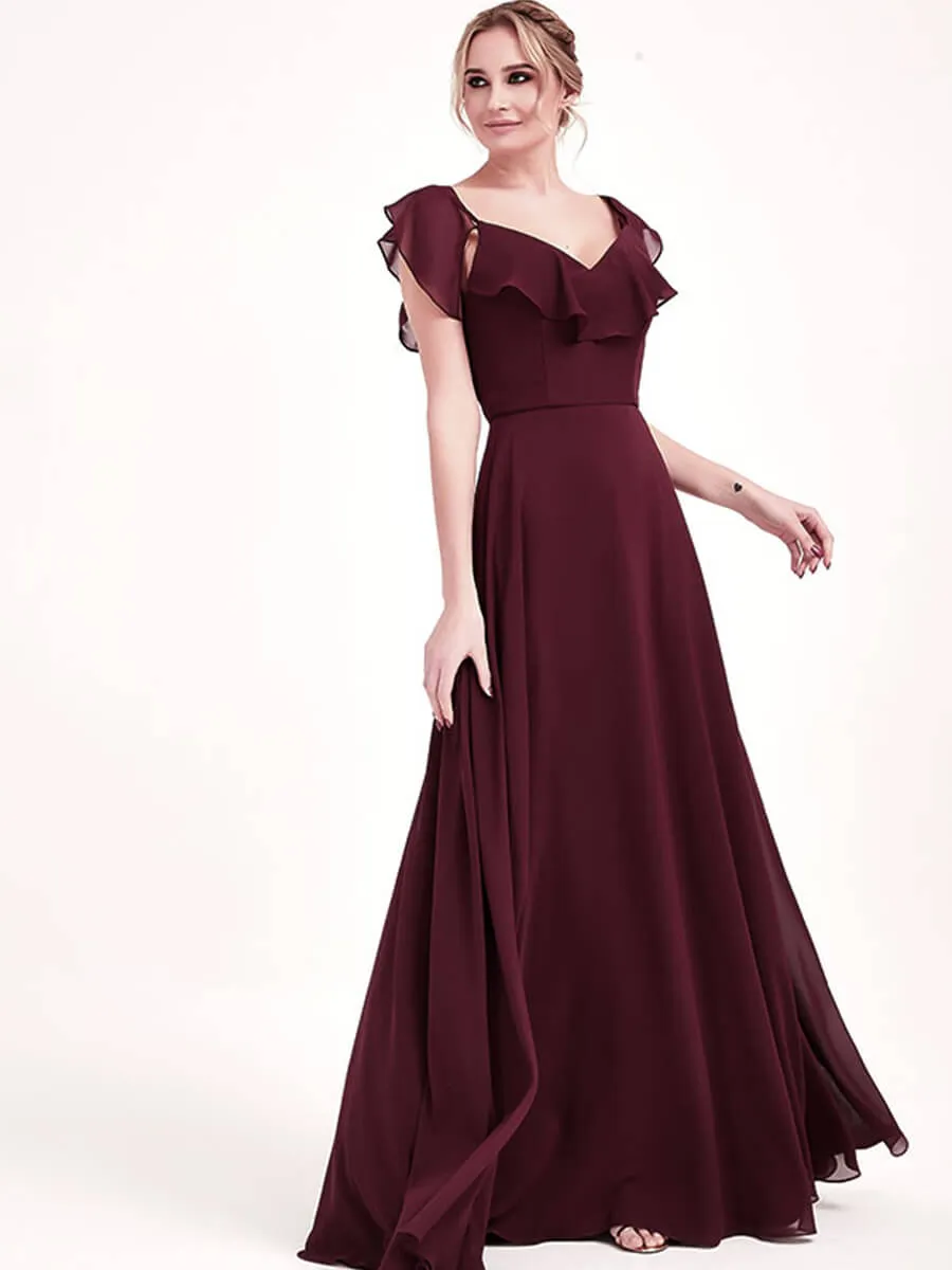 Stormy 1 Of 3 Ways Chiffon Convertible Bridesmaid Gown with Sleeve