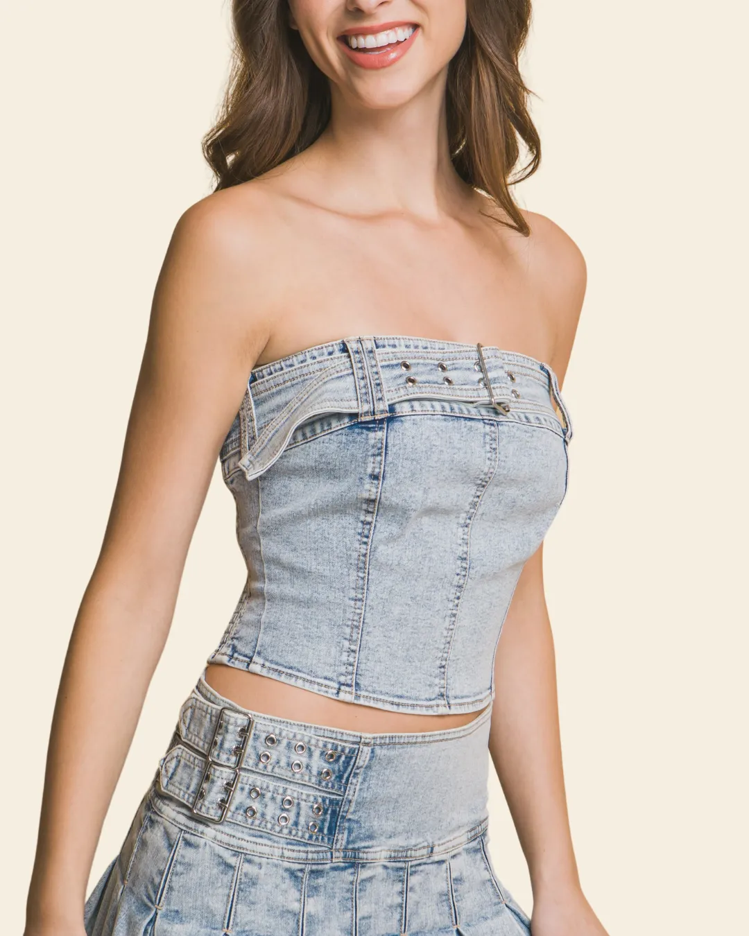 STRAPLESS BUCKLE BUSTIER