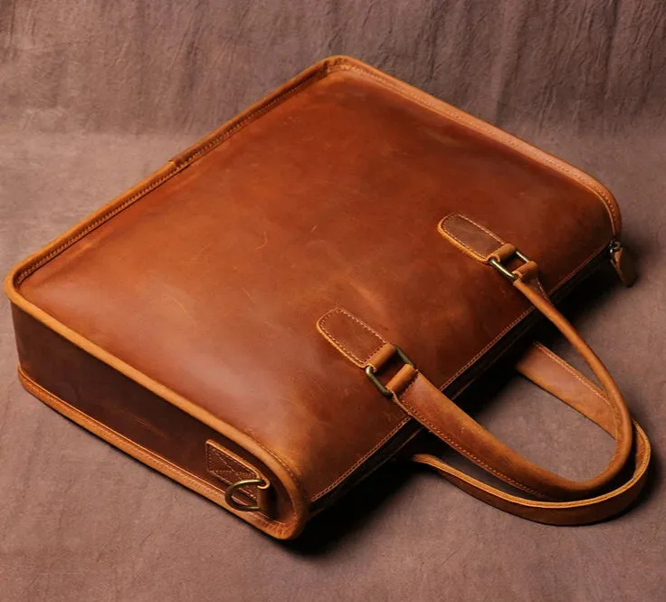 Stylish Full-Grain Leather Bag for Laptops and Documents - 14 inches