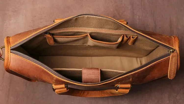 Stylish Full-Grain Leather Bag for Laptops and Documents - 14 inches