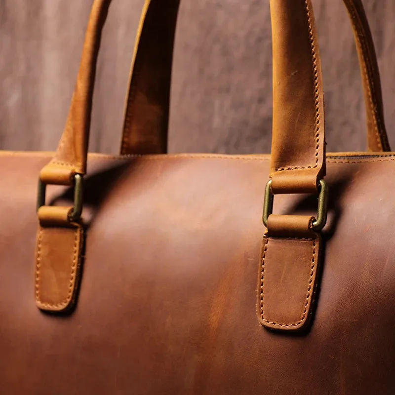 Stylish Full-Grain Leather Bag for Laptops and Documents - 14 inches