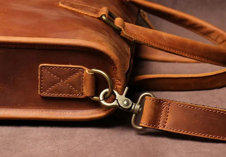 Stylish Full-Grain Leather Bag for Laptops and Documents - 14 inches