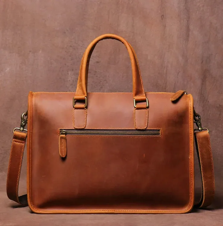 Stylish Full-Grain Leather Bag for Laptops and Documents - 14 inches