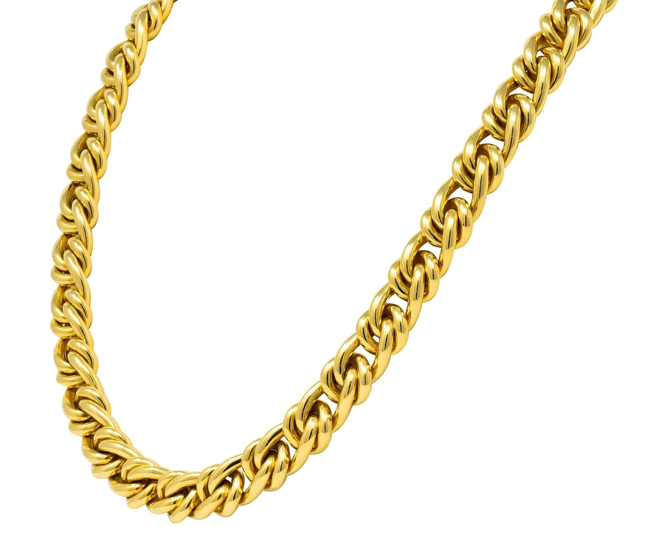 Substantial Tiffany & Co. Vintage 18 Karat Gold 30 Inch Curbed Link Necklace