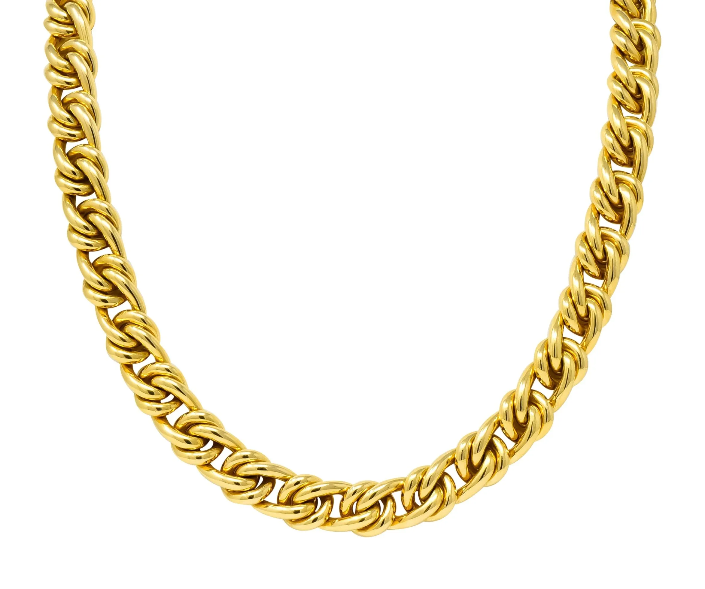Substantial Tiffany & Co. Vintage 18 Karat Gold 30 Inch Curbed Link Necklace