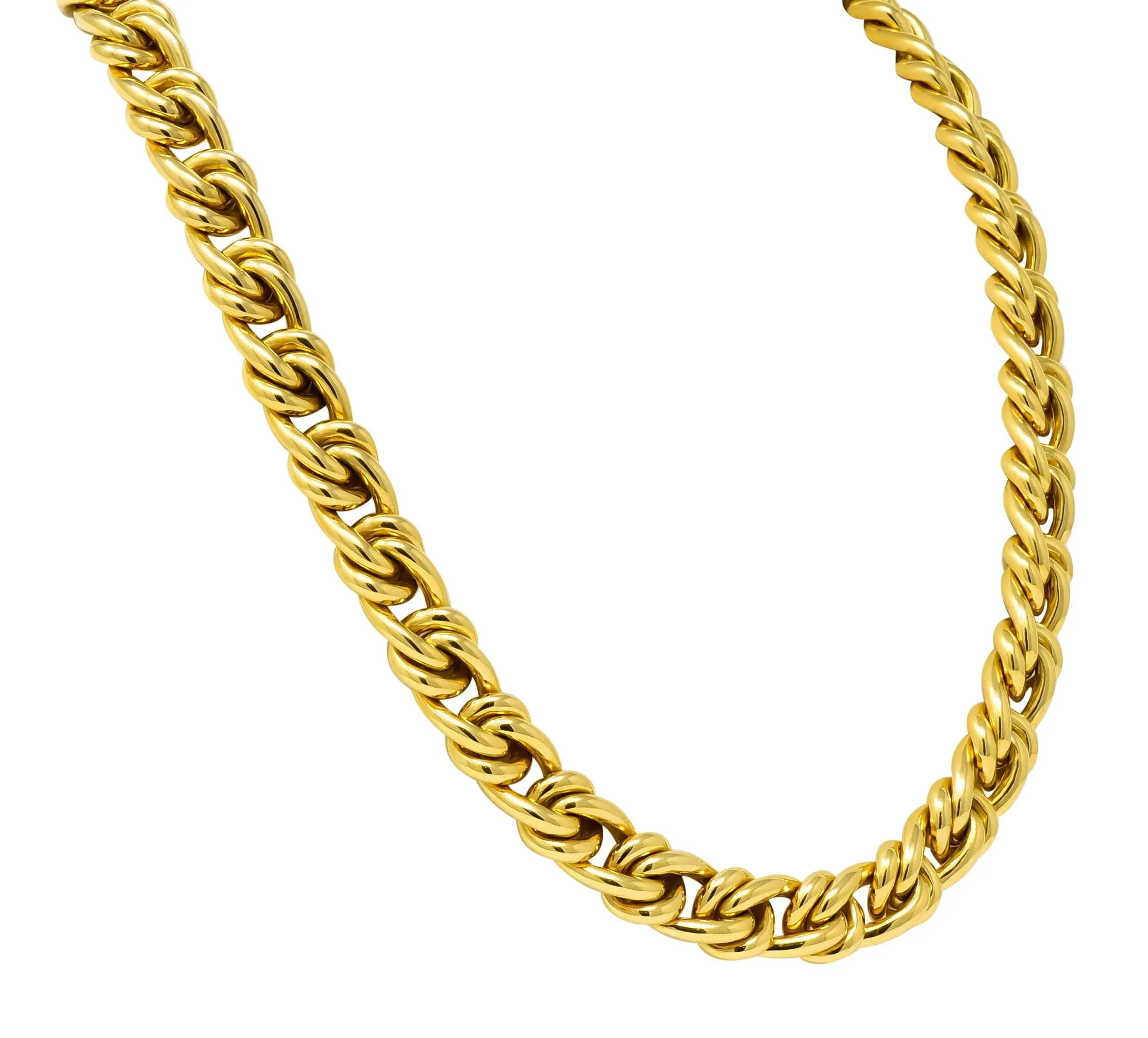 Substantial Tiffany & Co. Vintage 18 Karat Gold 30 Inch Curbed Link Necklace