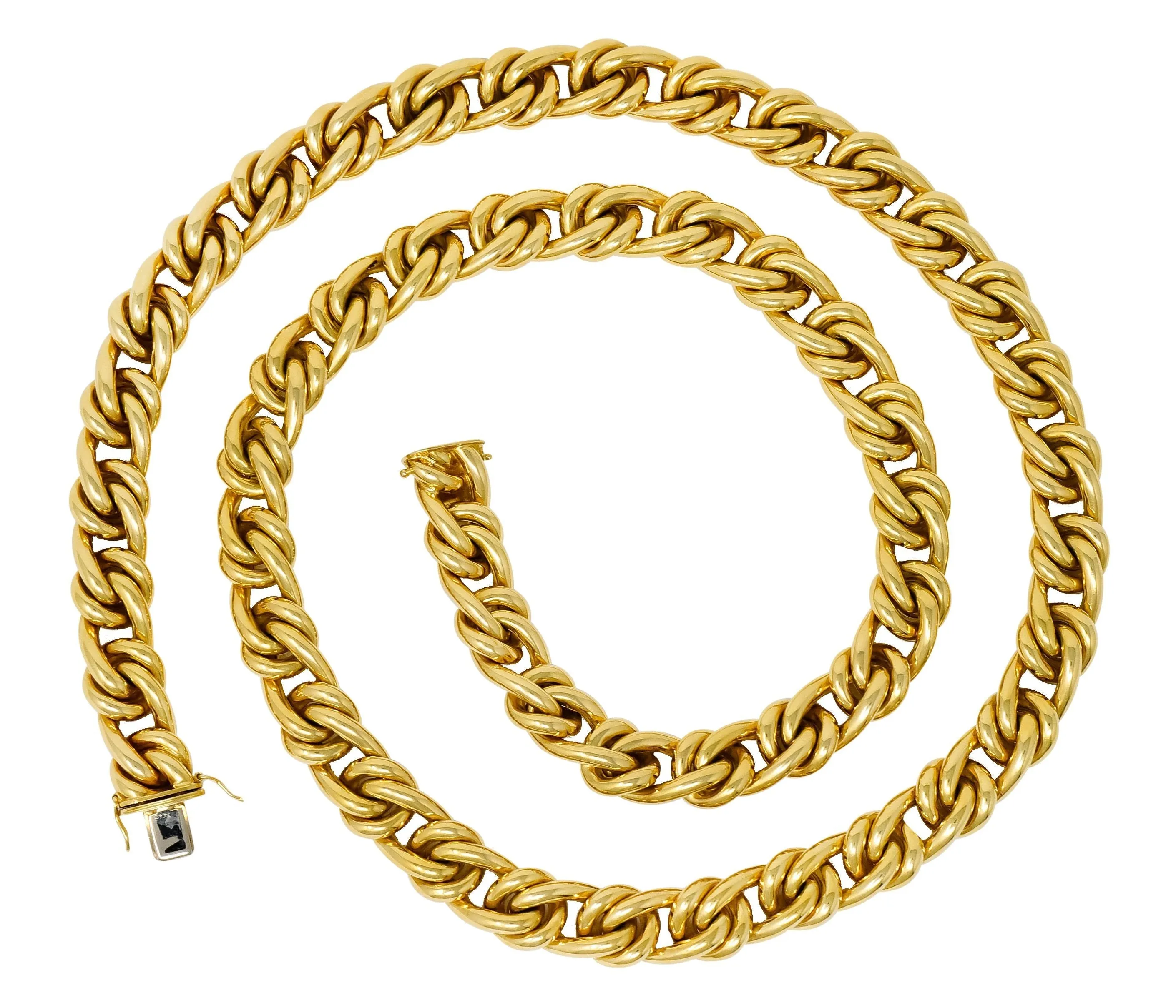 Substantial Tiffany & Co. Vintage 18 Karat Gold 30 Inch Curbed Link Necklace