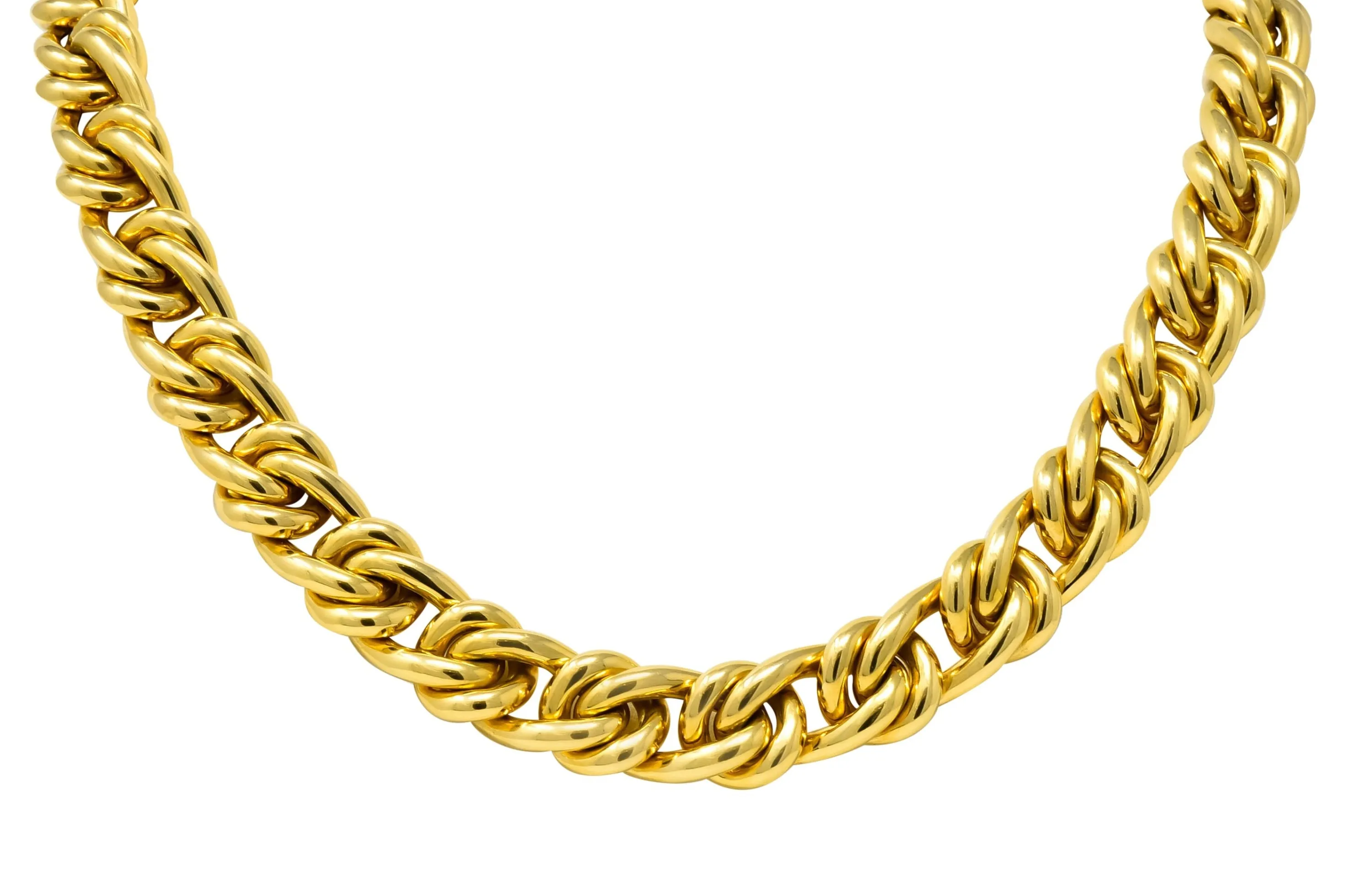 Substantial Tiffany & Co. Vintage 18 Karat Gold 30 Inch Curbed Link Necklace
