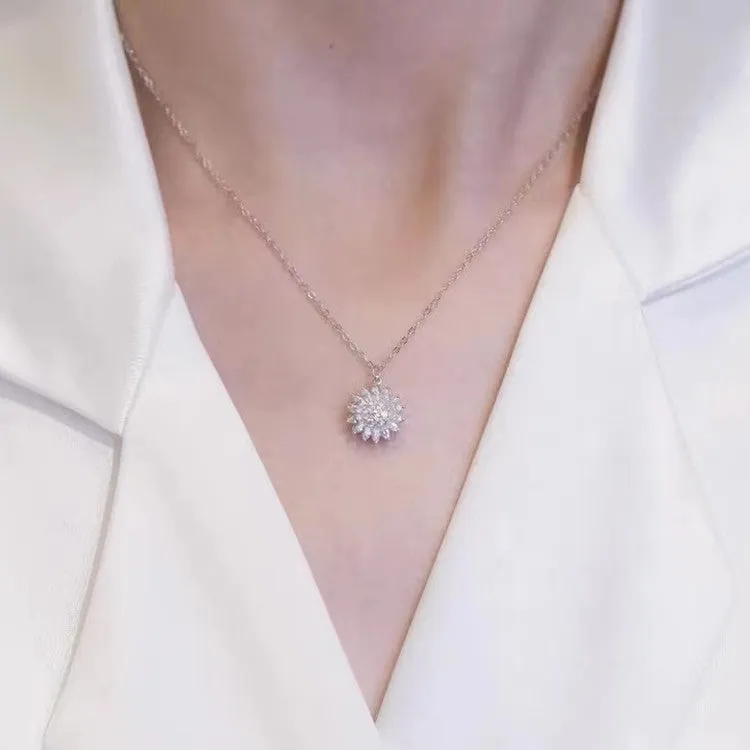 Sunflower Necklace with Diamonds Women