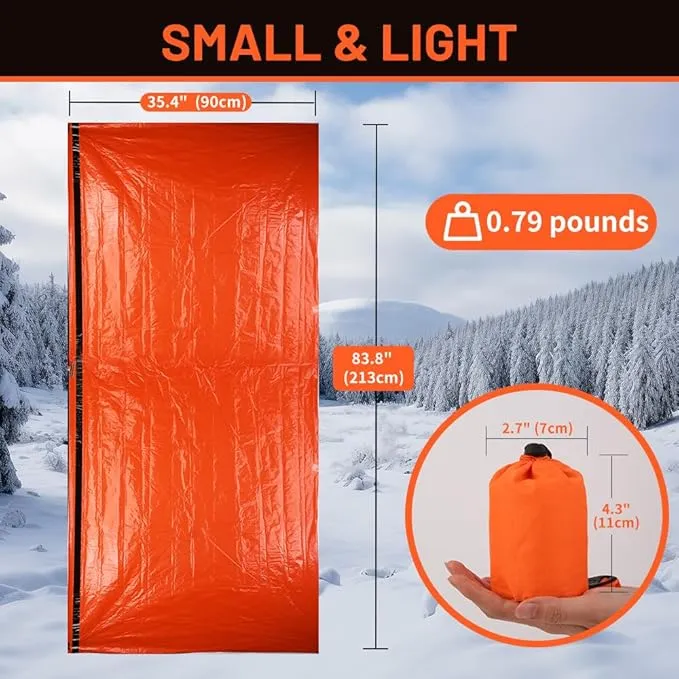 Survival Bag - 3 Pack Bivy Sack Waterproof, Emergency Sleeping Bags Blanket Stuff Shelter Xtreme Cold, Survival Gear and Supplies for Disaster Preparedness, Thermal, Portable, Camping
