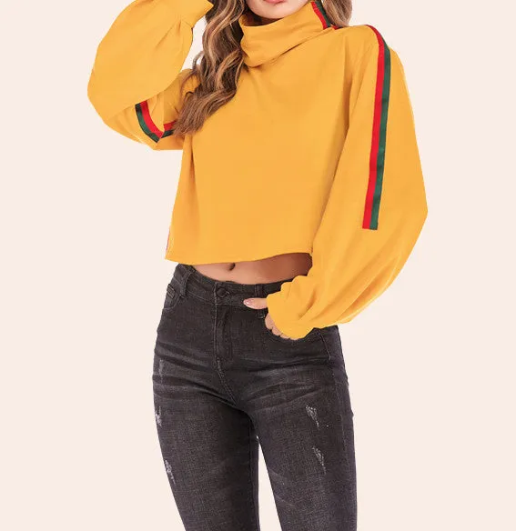 Sweater Rainbow Strip Stitching Round Neck Casual Sweater