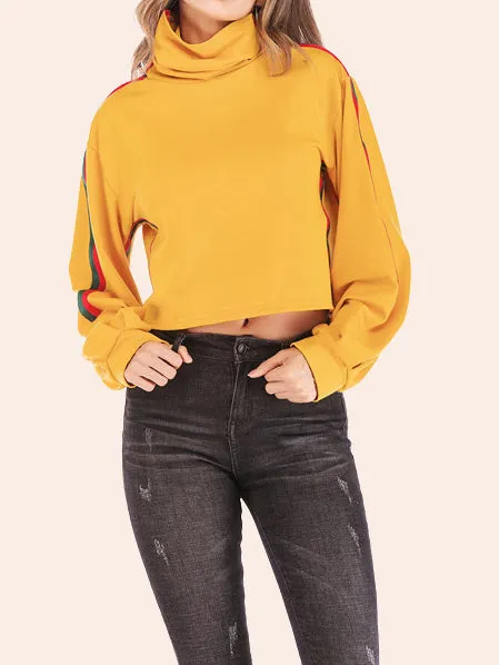 Sweater Rainbow Strip Stitching Round Neck Casual Sweater