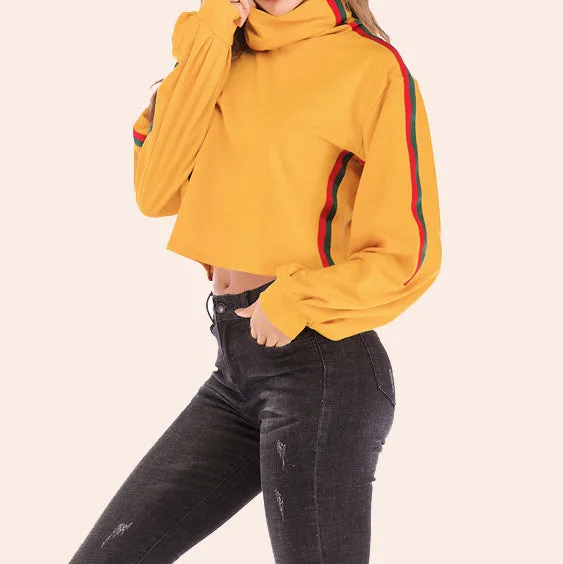 Sweater Rainbow Strip Stitching Round Neck Casual Sweater