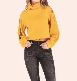 Sweater Rainbow Strip Stitching Round Neck Casual Sweater