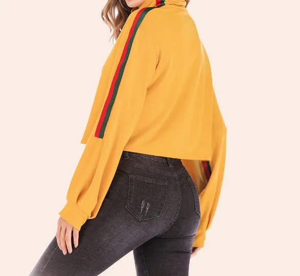 Sweater Rainbow Strip Stitching Round Neck Casual Sweater