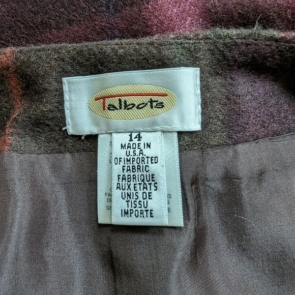 Talbots vintage plaid midi wrap skirt wool blend sz 14