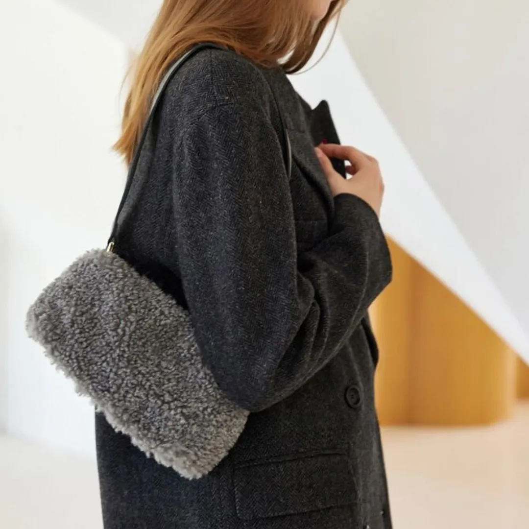 Tan Faux Shearling Handbag
