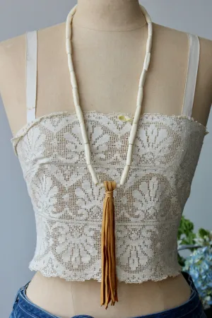 The Highlands Foundry Natural Trade bead   Deerskin Fringe Necklace THF95