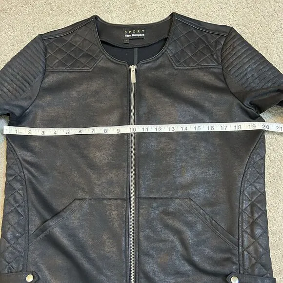 The Kooples Sport Jacket Women's Large Black Quilted Moto Bikercore Classic Zip