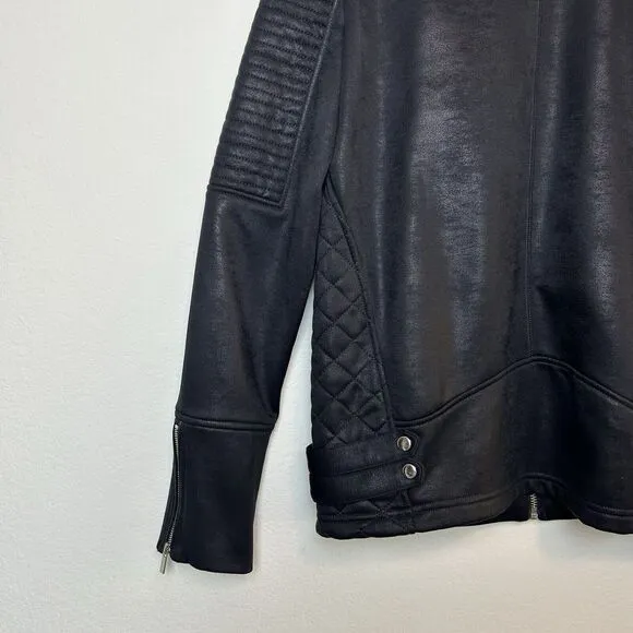 The Kooples Sport Jacket Women's Large Black Quilted Moto Bikercore Classic Zip