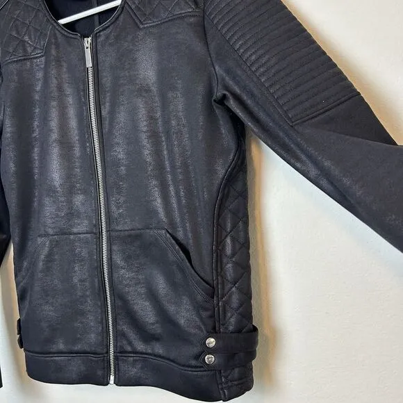The Kooples Sport Jacket Women's Large Black Quilted Moto Bikercore Classic Zip