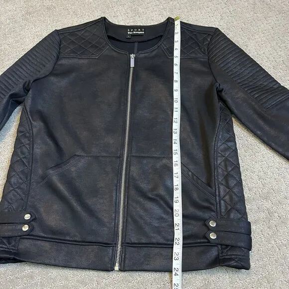 The Kooples Sport Jacket Women's Large Black Quilted Moto Bikercore Classic Zip
