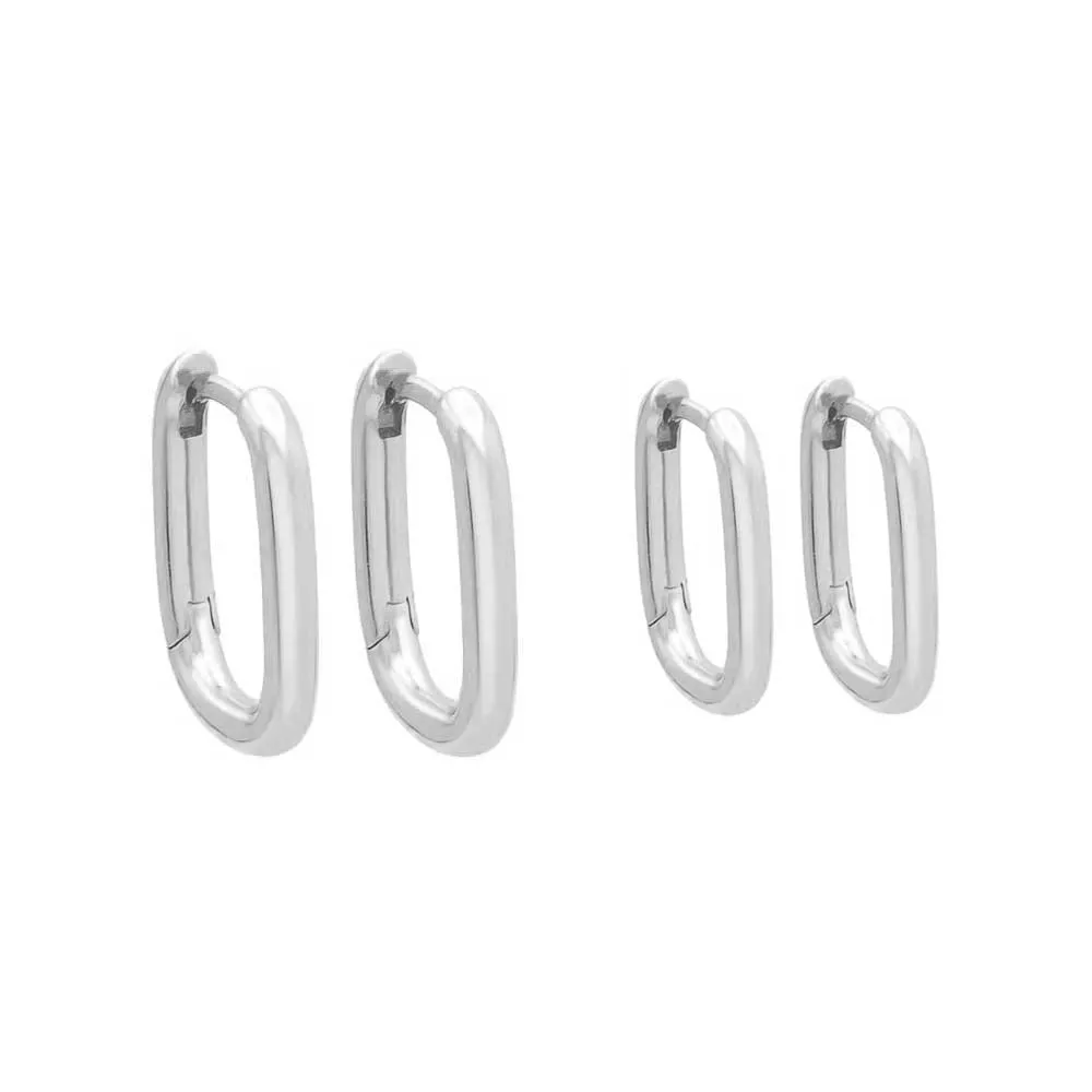 The Solid Double Link Huggie Combo Set