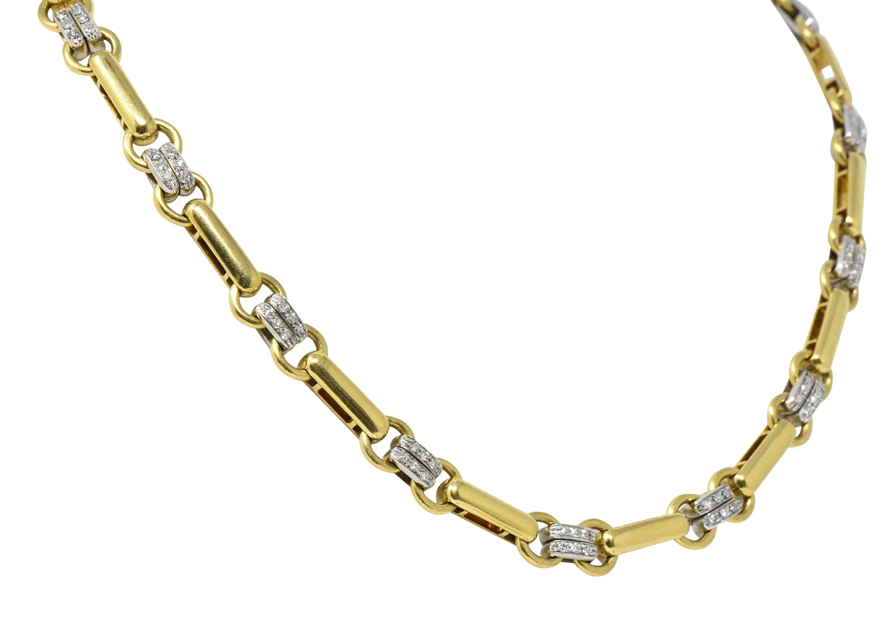 Tiffany & Co. 1.05 CTW Diamond 18 Karat Two-Tone Gold Link Necklace