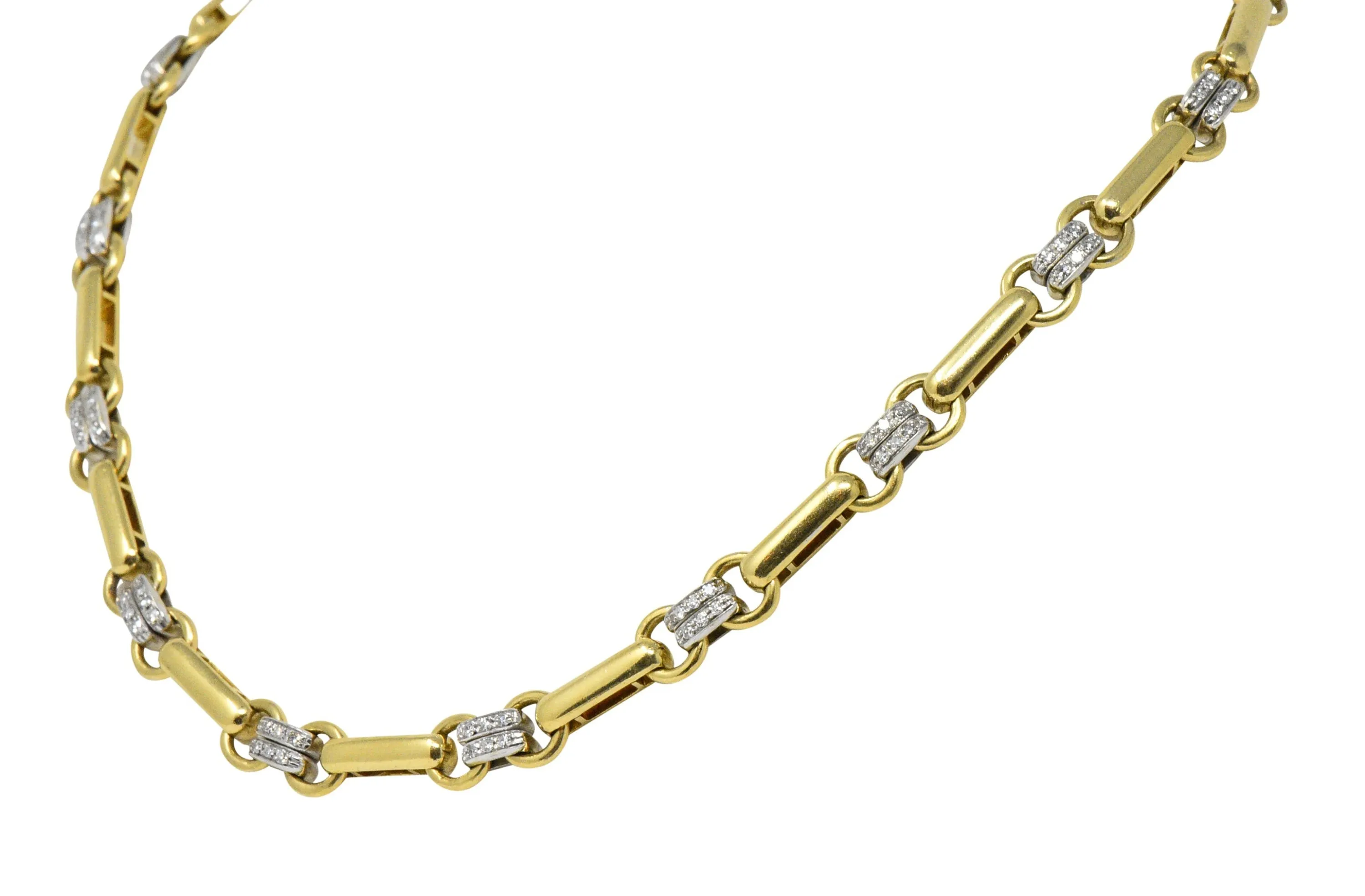 Tiffany & Co. 1.05 CTW Diamond 18 Karat Two-Tone Gold Link Necklace