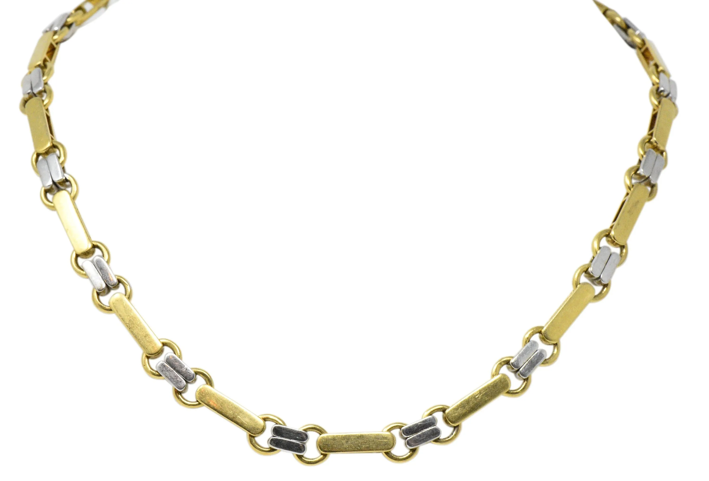 Tiffany & Co. 1.05 CTW Diamond 18 Karat Two-Tone Gold Link Necklace